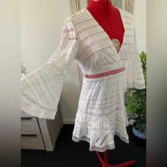 SIZE 10 SHEIKE MELROSE WHITE LACE DRESS - Picture 8 of 9